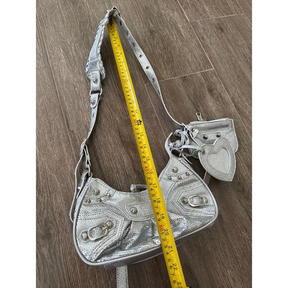 Shiny Y2K Retro Crossbody Bags Set Faux Leather Purse Silver color - Picture 3 of 8